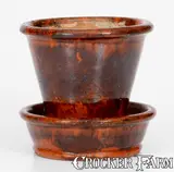 John W. Bell, Small Glazed JOHN W. BELL / Waynesboro, Pa. Redware Flowerpot, late 19th century