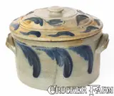 John Bell, Rare JOHN BELL / WAYNESBORO Stoneware Cake Crock w/ Elaborate Domed Lid, circa 1850-1880, Stoneware