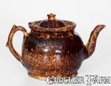 Extremely Rare JOHN BELL / WAYNESBORO Glazed Redware Teapot, 1850-80 by John Bell, 1850-80, Redware, sold Jul 2024
