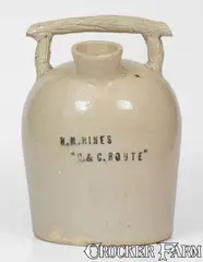 H. M. Hines, Ohio Stoneware Harvest Jug Stenciled "H. M. HINES / C. & C. ROUTE", early 20th century, Stoneware