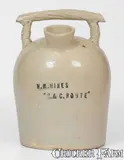 H. M. Hines, Ohio Stoneware Harvest Jug Stenciled "H. M. HINES / C. & C. ROUTE", early 20th century, Stoneware