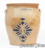 F.H. Cowden, 3 Gal. F. H. COWDEN / HARRISBURG, PA Stenciled Stoneware Jar, circa 1880, Stoneware