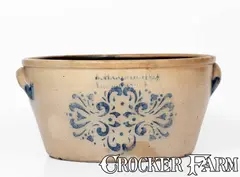 F.H. Cowden, F. H. COWDEN / HARRISBURG, PA Stoneware Bowl w/ Stenciled Decoration, circa 1880, Stoneware