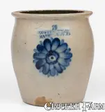 COWDEN & WILCOX / HARRISBURG, PA One-and-a-Half-Gallon Stoneware Jar by Cowden & Wilcox, circa 1865, Stoneware, sold Jul 2024