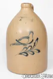 New York Stoneware Co., 4 Gal. NEW YORK STONEWARE CO. / FORT EDWARD, NY Stoneware Bird Jug