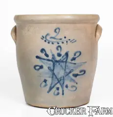C. W. Braun, Rare C. W. BRAUN / BUFFALO, NY Stoneware Jar w/ Star Decoration, circa 1870, Stoneware