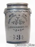 Hamilton & Jones, 3 Gal. HAMILTON & JONES / GREENSBORO, PA Stoneware Jar