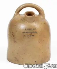Scarce M. DUFFY / 164 CATHEDRAL ST. / BALTIMORE Stoneware Liquor Jug by Cathedral St, circa 1875, Stoneware, sold Apr 2024