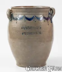 Commeraw's Stoneware, Very Fine COMMERAW'S STONEWARE / N. YORK / CORLEARS HOOK Stoneware Jar, ex-Georgeanna Greer, circa 1805, Stoneware