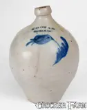 N. Clark & Co., N. CLARK & CO. / LYONS, NY Stoneware Jug w/ Floral Decoration, c1830, c1830, Stoneware