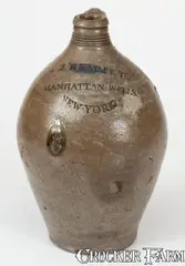 J. Remmey, Very Rare J. REMMEY / MANHATTAN-WELLS / NEW-YORK Stoneware Jug for J. H. Mott, June 4, 1807, 1807, Stoneware