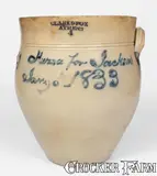Clark & Fox, Very Rare "Hurra for Jackson / 1833" Stoneware Jar, CLARK & FOX / ATHENS, NY, 1833, Stoneware