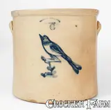 Seymour & Bosworth, SEYMOUR & BOSWORTH / HARTFORD 6 Gal. Stoneware Crock w/ Bird Decoration, circa 1871-1890, Stoneware
