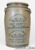 Williams & Couch, Rare 10 Gal. WILLIAMS & COUCH / NEW GENEVA, PA Stoneware Jar w/ Double Stencil, late 19th century, Stoneware