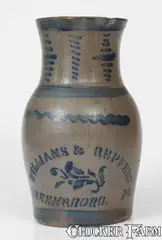 Williams And Reppert, WILLIAMS & REPPERT / GREENSBORO, PA Stoneware Pitcher w/ Elaborate Decoration, circa 1885, Stoneware
