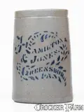 Hamilton & Jones, Small-Sized HAMILTON & JONES / GREENSBORO, PA Stenciled Stoneware Canning Jar