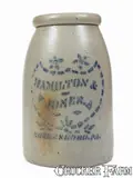 Hamilton & Jones, HAMILTON & JONES / GREENSBORO, PA Stoneware Canning Jar w/ Stenciled Shield
