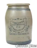 T.F. Reppert, T. F. REPPERT / SUCCESSOR TO J. HAMILTON & CO. / GREENSBORO, PA Stoneware Canning Jar
