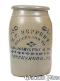 T.F. Reppert, T. F. REPPERT / SUCCESSOR TO JAS. HAMILTON & CO. / GREENSBORO, PA Stoneware Jar