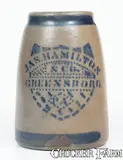 Jas. Hamilton & Co., JAS. HAMILTON & CO. / GREENSBORO, PA Stoneware Canning Jar w/ Stenciled Shield Decoration, circa 1875, Stoneware
