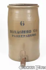 Donaghho Co., Very Rare DONAGHHO CO. / PARKERSBURG 6 Gal. Stoneware Water Cooler, circa 1890, Stoneware