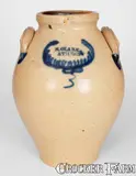 N. Clark, N. CLARK / ATHENS Stoneware Jar w/ Coggled and Brushed Cobalt Decoration, c1830, c1830, Stoneware