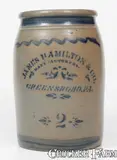 James Hamilton & Co., 2 Gal. JAMES HAMILTON & CO. / GREENSBORO, PA Stoneware Jar, c1875, c1875, Stoneware