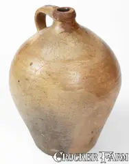Extremely Rare "Whately Mass / M. Crafts / C. Crafts" Stoneware Jug, circa 1825 by Whately Mass, circa 1825, Stoneware, sold Apr 2024