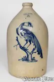 Scarce J. & E. NORTON / BENNINGTON, VT Stoneware Jug w/ Bold Pheasant on Stump Decoration by J. & E. Norton, circa 1855, Stoneware, sold Apr 2024