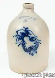 J. Norton & Co., Extremely Rare J. NORTON & CO. / BENNINGTON, VT Stoneware Jug w/ Pear Decoration