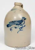 J. & E. NORTON / BENNINGTON, VT Stoneware Jug w/ Cobalt Bird Decoration by J. & E. Norton, circa 1855, Stoneware, sold Apr 2024
