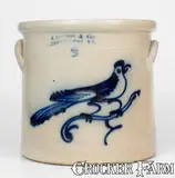 J. Norton & Co., J. NORTON & CO. / BENNINGTON, VT 3 Gal. Stoneware Crock w/ Bold Bird Decoration