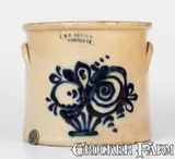 Scarce J. & E. NORTON / BENNINGTON, VT Stoneware Crock w/ Cobalt Flowering Urn, c1855 by J. & E. Norton, c1855, Stoneware, sold Apr 2024