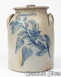 Nichols & Boynton, Outstanding NICHOLS & BOYNTON / BURLINGTON, VT Stoneware Lidded Jar w/ Elaborate Incised Decoration, circa 1845-1855, Stoneware