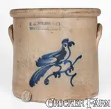 F. B. Norton & Co, F. B. NORTON & CO. / WORCESTER, MASS. Stoneware Crock w/ Cobalt Bird Decoration
