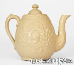 J. E. Jeffords & Co., Scarce J. E. JEFFORDS & CO. / PHILA. Molded Yellowware Teapot, c1870s, 1870, Yellowware