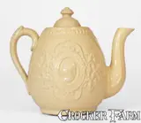 J. E. Jeffords & Co., Scarce J. E. JEFFORDS & CO. / PHILA. Molded Yellowware Teapot, c1870s, 1870, Yellowware