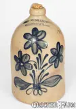 W. H. Farrar, W.H. FARRAR / GEDDES, NY Stoneware One-Gallon Jug w/ Elaborate Floral Design, circa 1860, Stoneware