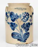 N. Clark & Co., N. CLARK & CO. / LYONS, New York 3 Gal. Stoneware Jar wi/ Elaborate Floral Decoration, circa 1840, Stoneware