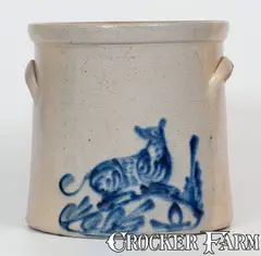 Brady & Ryan, BRADY & RYAN / ELLENVILLE, NY Stoneware Dog Crock, c1885, c1885, Stoneware