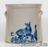 Brady & Ryan, BRADY & RYAN / ELLENVILLE, NY Stoneware Dog Crock, c1885, c1885, Stoneware