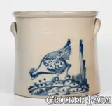 Riedinger & Caire, RIEDINGER & CAIRE / POUGHKEEPSIE, New York Stoneware Crock w/ Pecking Chicken Decoration