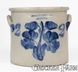 T. Harrington, 2 Gal. T. HARRINGTON / LYONS, NY Stoneware Crock w/ Cobalt Floral Decoration, circa 1860, Stoneware