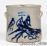 S. Hart, S. HART / FULTON, New York Three-Gallon Stoneware Double Bird Crock