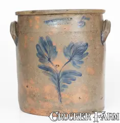 T. D. Metcalf, Rare T. D. METCALF / SUNBURY, PA 5 Gal. Stoneware Crock w/ Floral Decoration, circa 1880, Stoneware