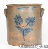 T. D. Metcalf, Rare T. D. METCALF / SUNBURY, PA 5 Gal. Stoneware Crock w/ Floral Decoration, circa 1880, Stoneware
