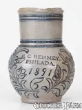 R. C. Remmey, Extremely Rare and Important Small-Sized R. C. REMMEY / PHILADA. Stoneware Pitcher w/ Incised Decoration, 1891, Stoneware