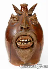 Brown's Pottery, "Brown's Pottery / Robert Brown" Stoneware Devil Face Jug, Arden, NC, late 20th century, late 20th century, Stoneware