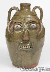 Fine Large-Sized Stoneware Face Jug, Inscribed "BBC / HENRY NC" (Burlon B. Craig) by Burlon B. Craig, early fourth quarter 20th century, Stoneware, sold Apr 2024