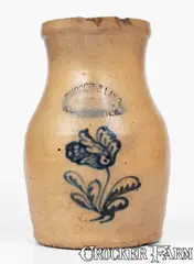 Burger & Lang, BURGER & LANG / ROCHESTER, N.Y. Stoneware Pitcher w/ Slip-Trailed Floral Decoration, circa 1867-1877, Stoneware